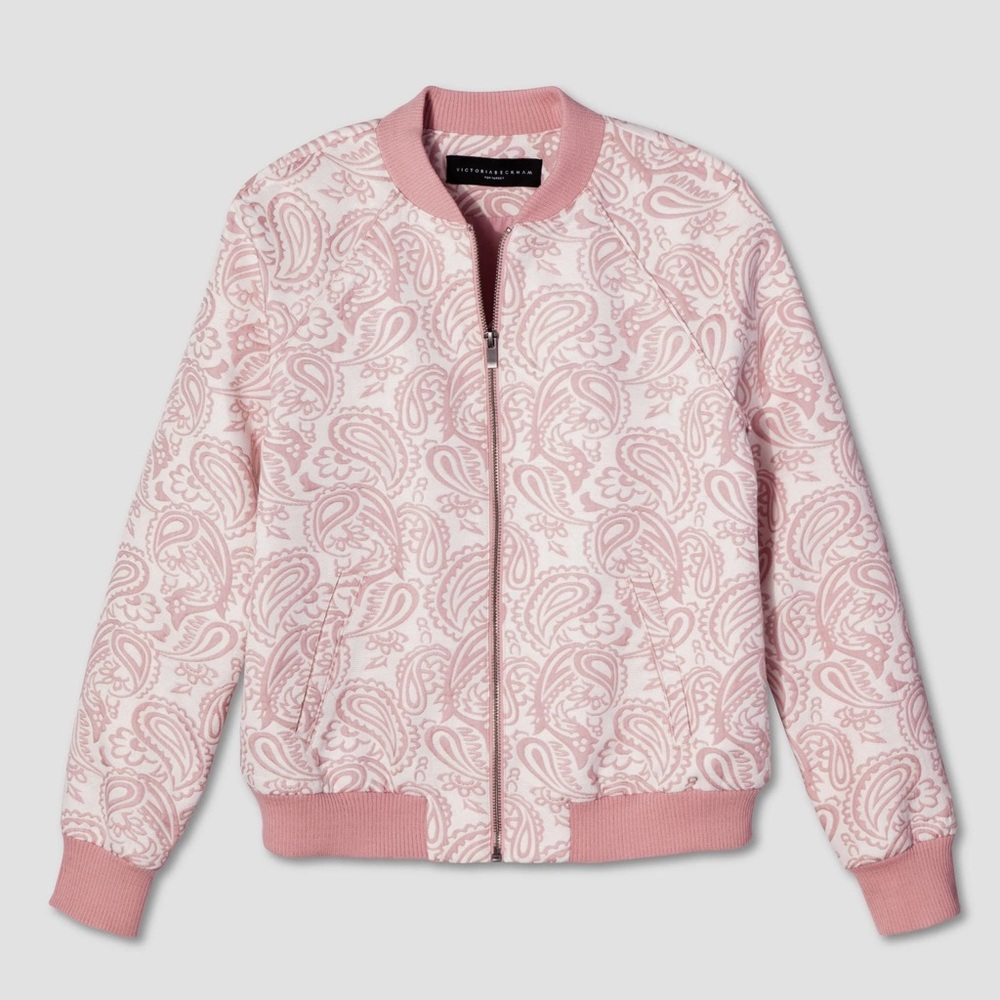 Victoria Beckham for Target paisley bomber jacket pink brocade jacket size S